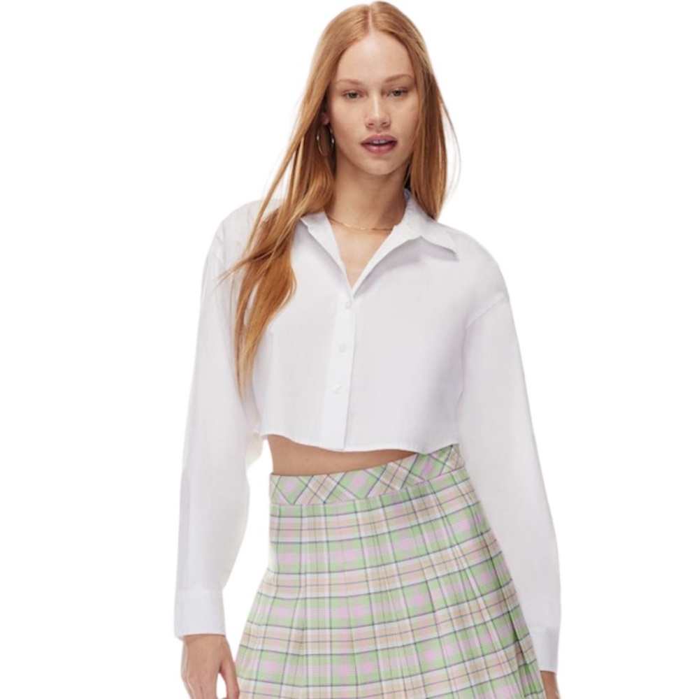 NWT Preppy Coastal Aritzia Sunday Best White Poppy Button Up Shirt